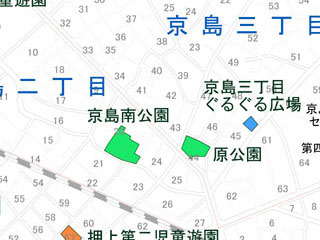 京島三丁目ぐるぐる広場（京島三丁目45番4号）の案内図