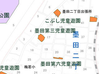 墨田第三児童遊園（墨田二丁目17番6号）の案内図