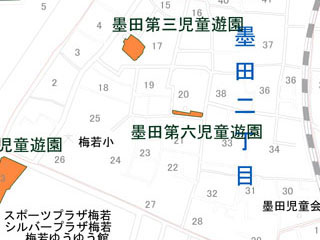 墨田第六児童遊園（墨田二丁目20番15号）の案内図