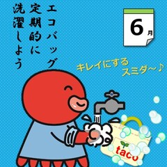 すみだこ6月イラスト「エコバッグ定期的に洗濯しよう」