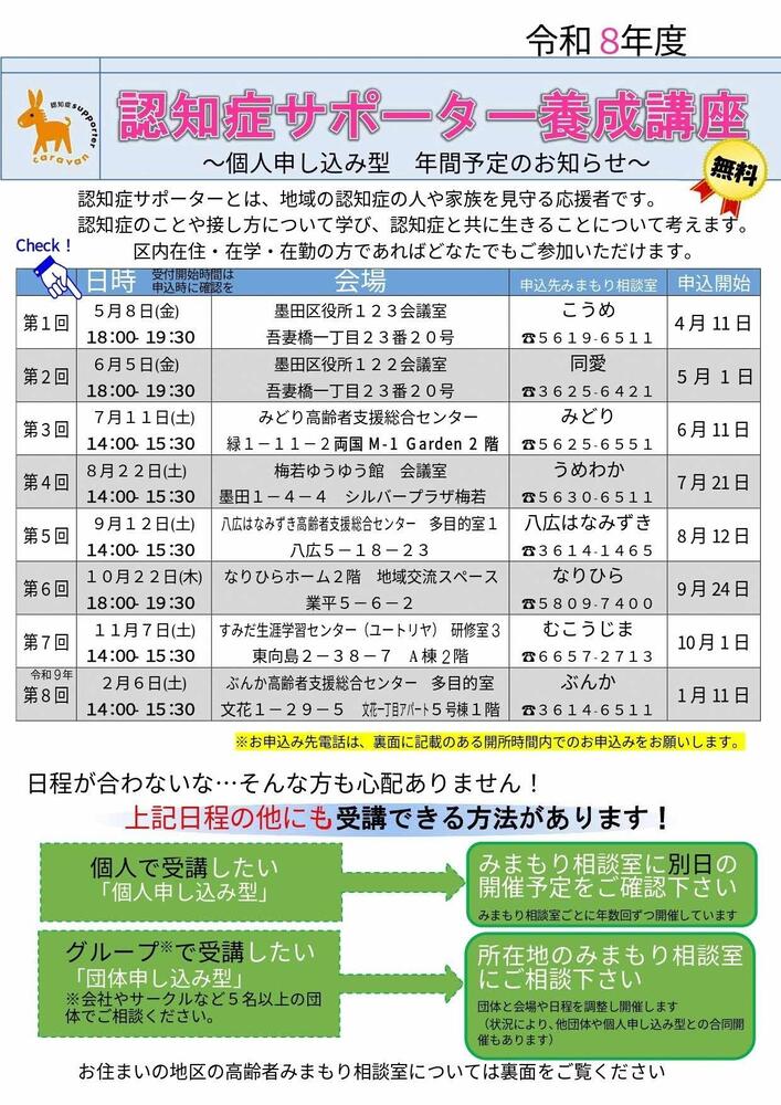 認知症サポーター養成講座日程
