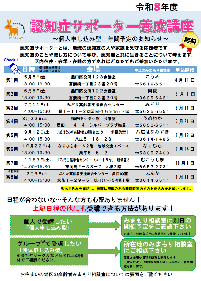 認知症サポーター養成講座日程