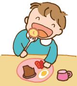 子どもが食事をしている様子のイラスト