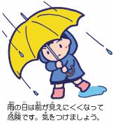 雨の日に傘をさしているイラスト