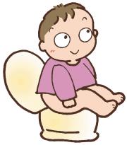 こどもがトイレにすわぅている