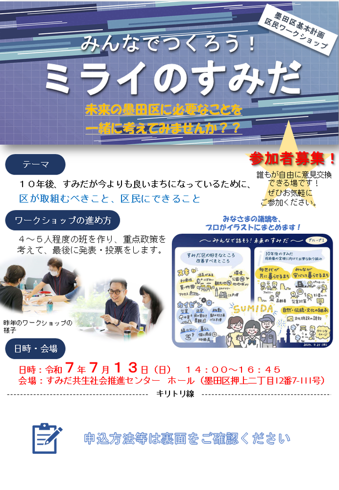墨田区基本計画区民ワークショップ募集チラシ表