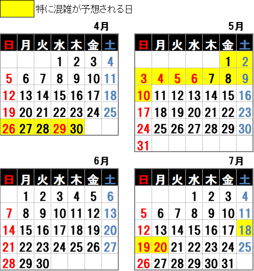 混雑予想スケジュール