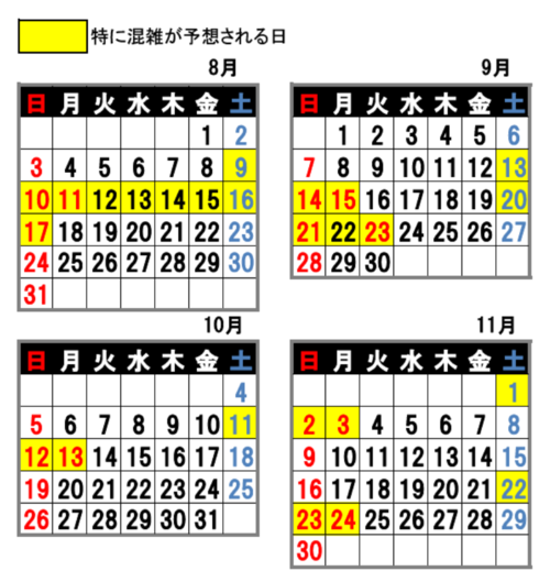 混雑予想スケジュール