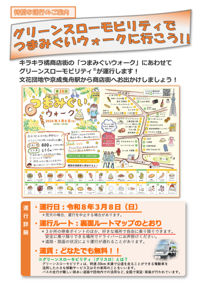 つまみぐいウォーク運行の詳細