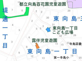 地蔵坂通り広場（東向島一丁目15番15号）の案内図