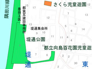 堤通公園（堤通一丁目8番1号）の案内図