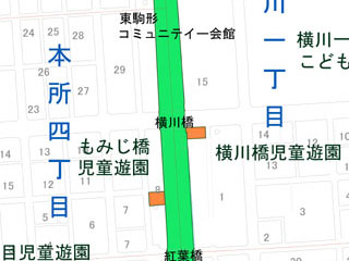 横川橋児童遊園（横川一丁目1番1号）の案内図