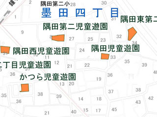 隅田児童遊園（墨田四丁目23番12号）の案内図
