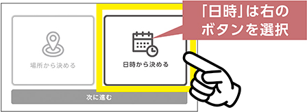 「日時」は右のボタンを選択